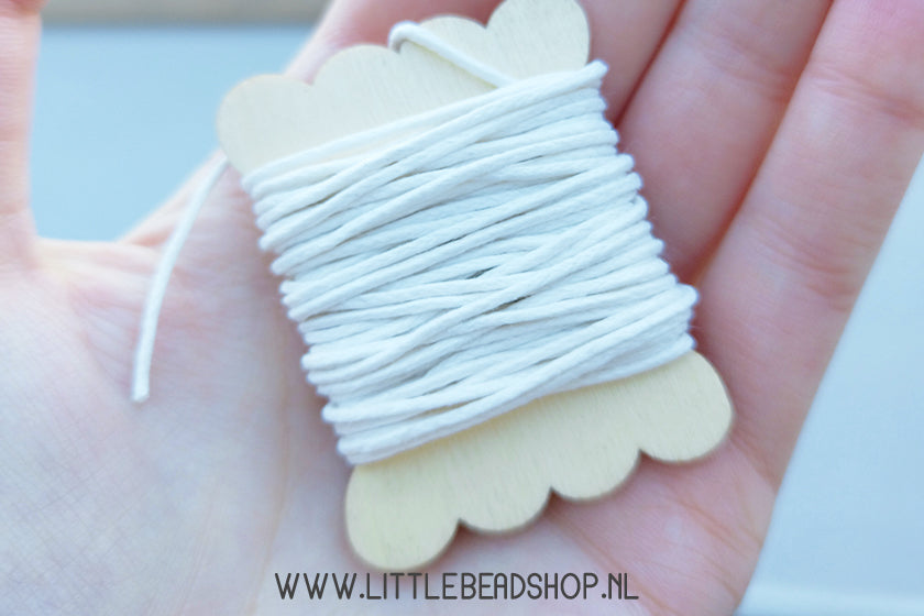 Waxkoord 1mm Gebroken Wit, per 5 meter