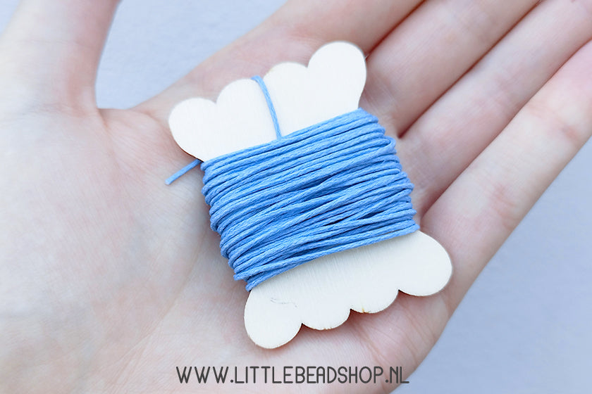 Waxkoord 1mm Licht Blauw, per 5 meter