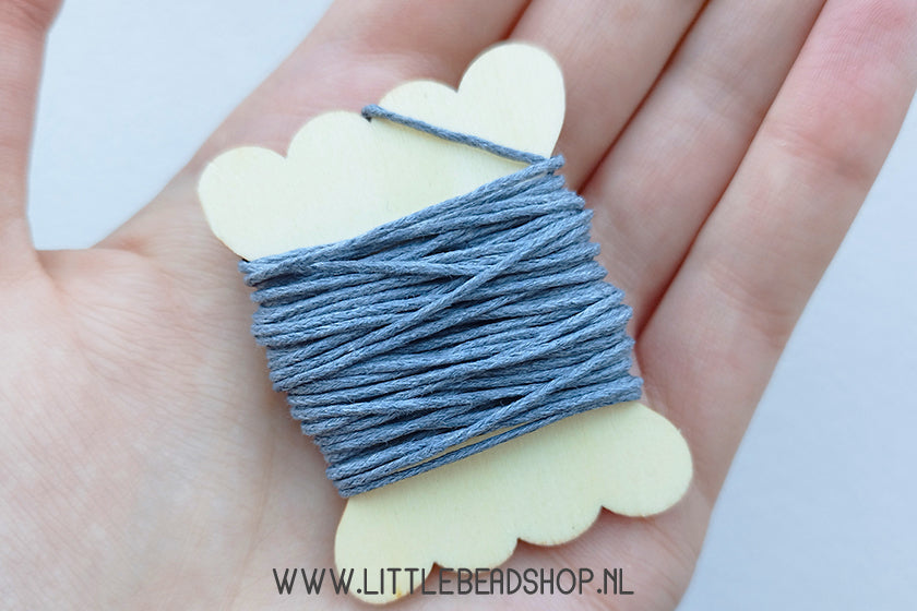 Waxkoord 1mm Muis Grijs, per 5 meter