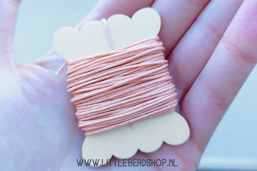 Waxkoord 1mm Perzik Oranje, per 5 meter
