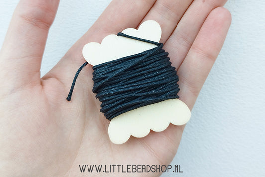 Waxed cord 1mm Basic Black, per 5 meters