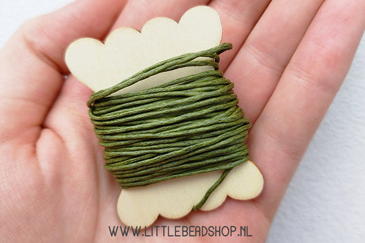 Wax cord 1mm Army Green, per 5 meters