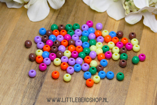 Acrylic Beads Small Bright Colors, +/- 140 pieces