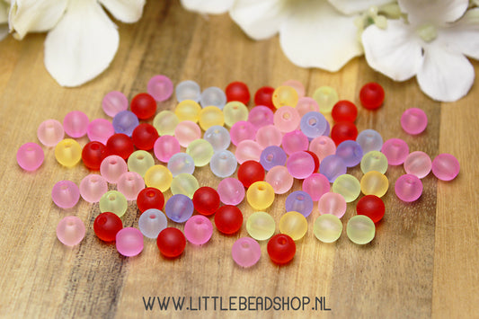 Acrylic Beads Small Matte Transparent, +/- 140 pieces