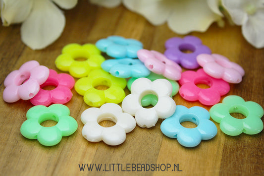 Acrylic Beads Large Flowers, +/- 15 pieces