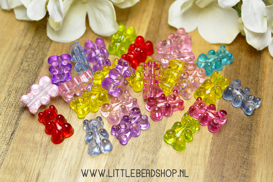 Acrylic Beads Large Gummy Bear Mix, +/- 30 pieces