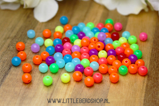 Acrylic Beads Small Neon Colors, +/- 140 pieces
