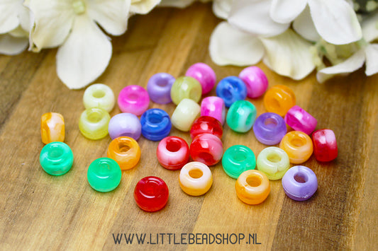 Acrylic Beads Marble Look Multi-Colour, +/- 30 pieces