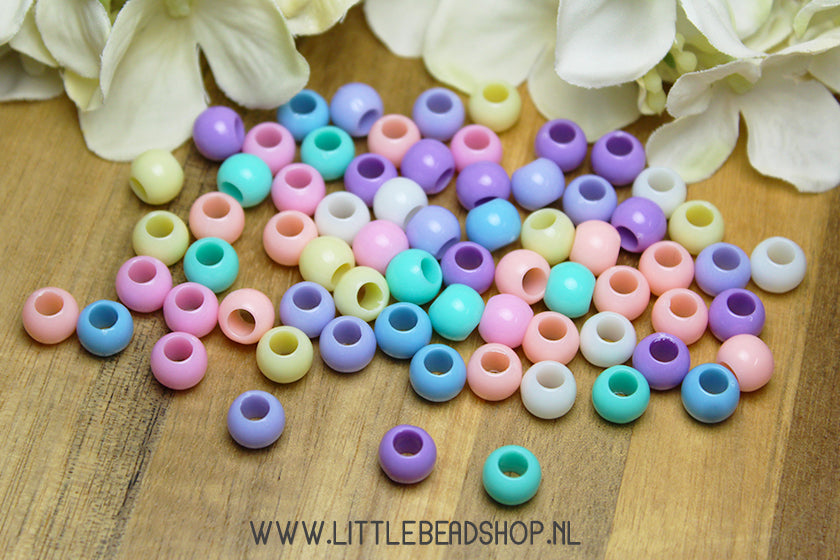 Acryl Kralen Pastel 8mm, +/-30 stuks