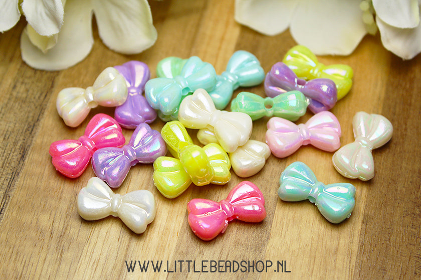 Acryl Kralen Strikje met glans, 25 stuks