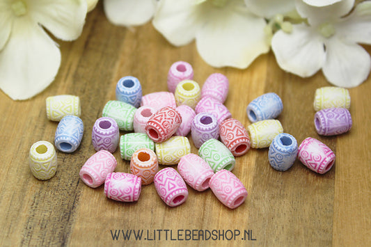 Acrylic Beads Tube Pastel multi-colour, +/- 30 pieces