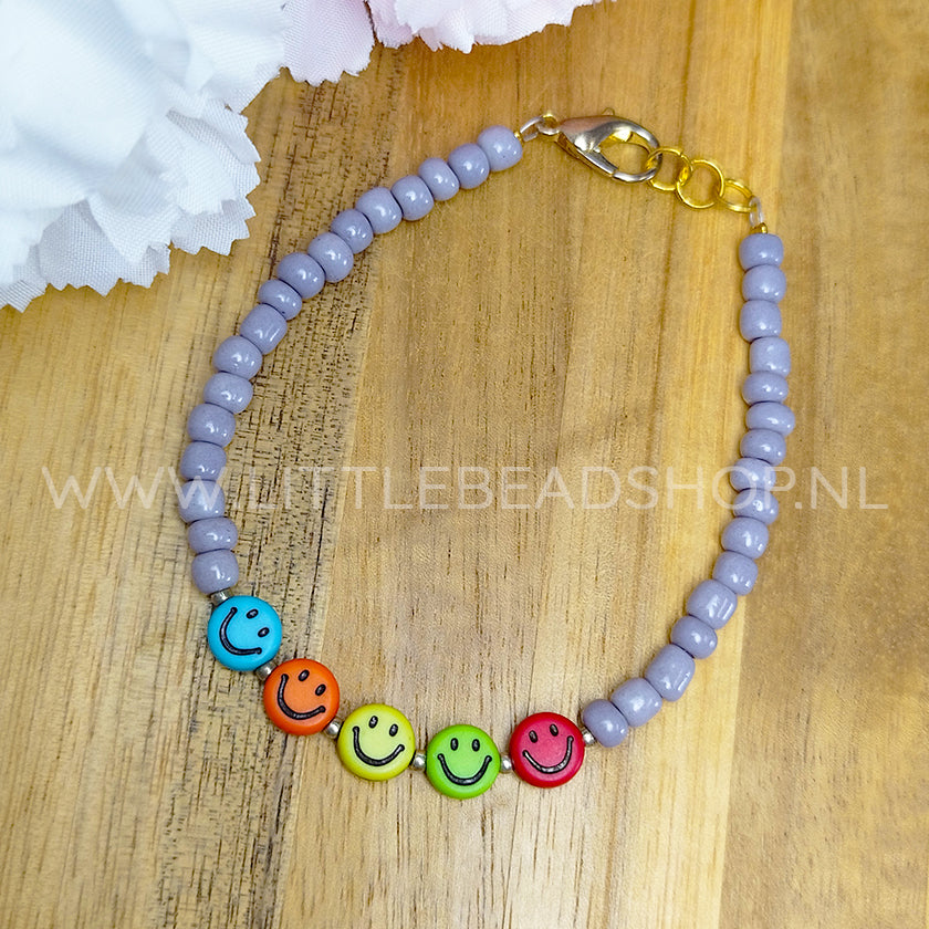 Smiley kralen multi-colour 7mm, 100 stuks