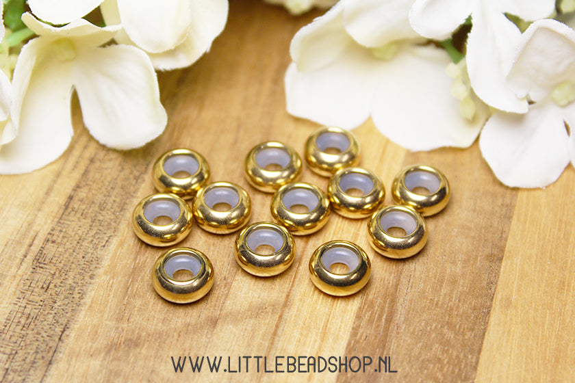 Bead Stoppers Stainless Steel goudkleur, per stuk