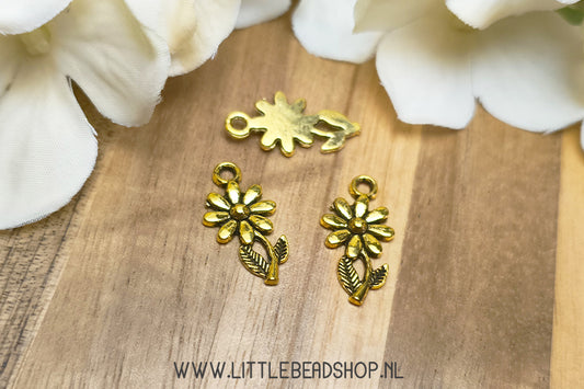 Bedels Bloem op Steeltje goudkleur, per stuk