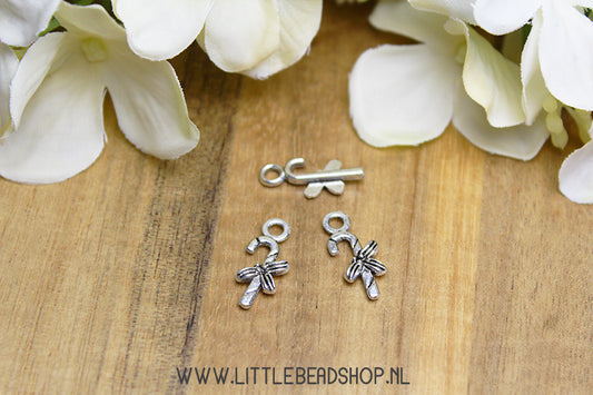 Bedels Candy Cane / Zuurstok zilverkleur, per stuk