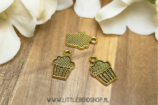 Bedels Cupcake goudkleur, per stuk