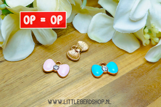 Enamel Charms Bow with Stone, per piece