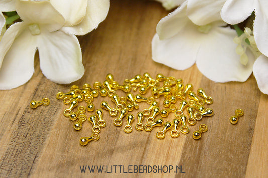Gold-colored droplet extension chain charms, 50 pieces
