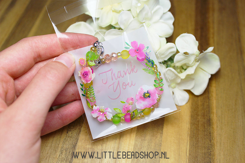 Cadeauzakjes Cellofaan Thank You Flower Pattern, 95-100 stuks