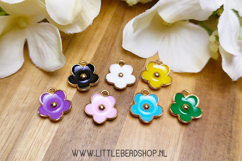 Enamel Charms Flowers, per piece