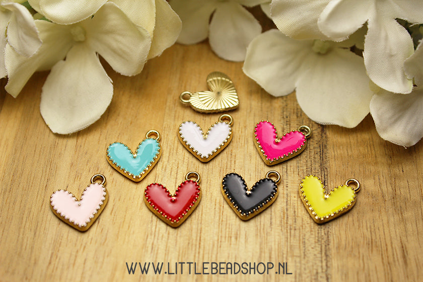Emaille Bedels Hangend Hartje, per stuk