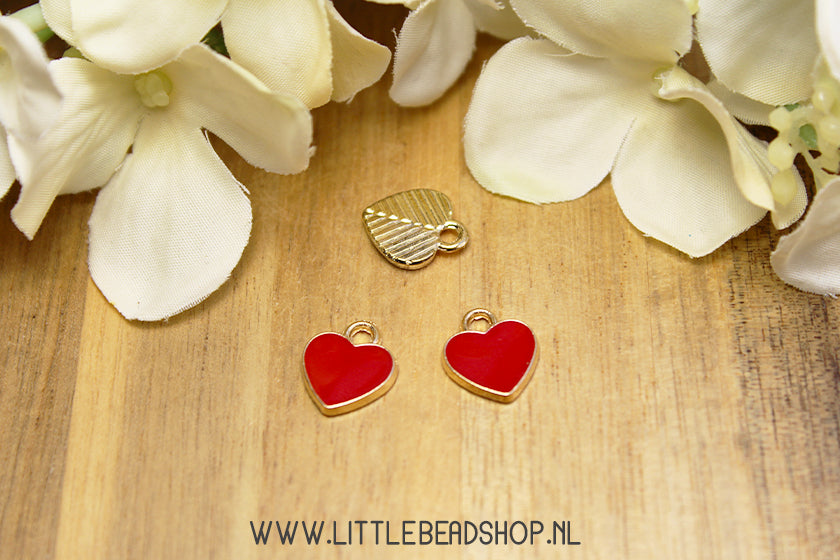 Emaille Bedels Hartje Rood, per stuk