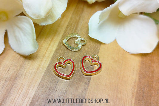 Enamel Charms Heart Silhouette red, per piece