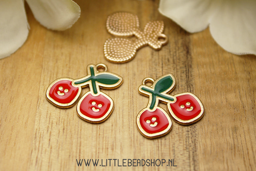 Emaille Bedels Kers met Smiley, per stuk