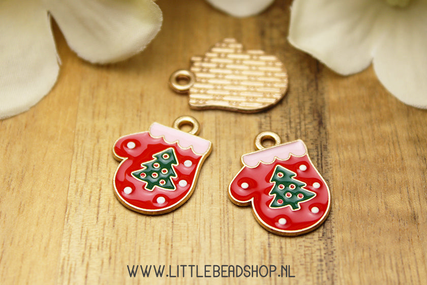 Emaille Bedels Kerstwant met kerstboom, per stuk