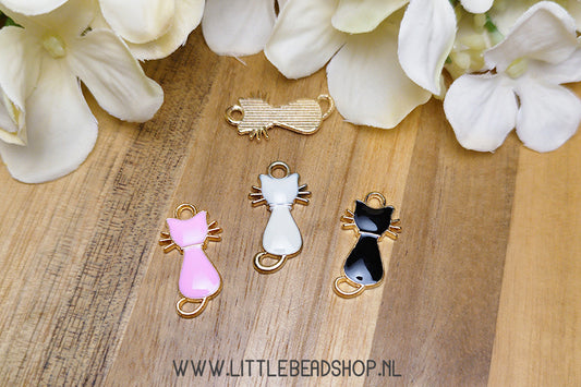 Enamel Charms Cat, per piece