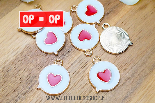 Enamel Charms speech balloon heart, per piece