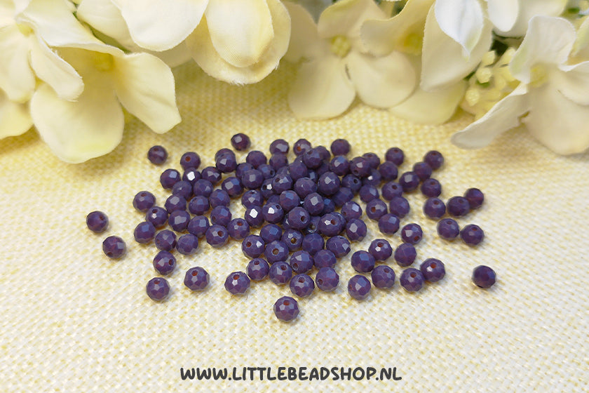 Facet kralen 4mm Basic Dark Purple, +/- 110 stuks
