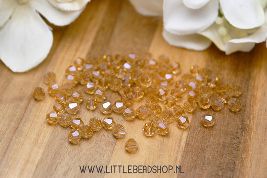 Faceted Bicone beads 4mm Brown Shine, +/- 80 pieces