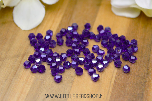 Faceted Bicone beads 4mm Dark Blue Shine, +/- 80 pieces