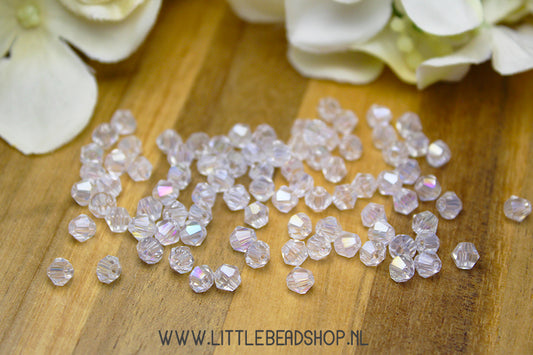 Faceted Bicone beads 4mm Transparent Shine, +/- 80 pieces