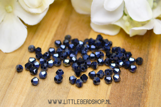 Faceted beads Bicone 4mm Black Shine, +/- 80 pieces