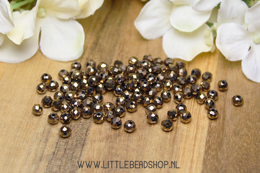 Facet kralen 4mm Bronze Metallic, +/- 110 stuks