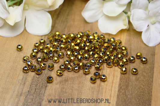 Facet kralen 4mm Gold Metallic, +/- 110 stuks