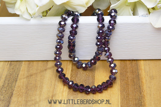 Faceted beads 6mm Dark Purple / Grey, 80 pieces