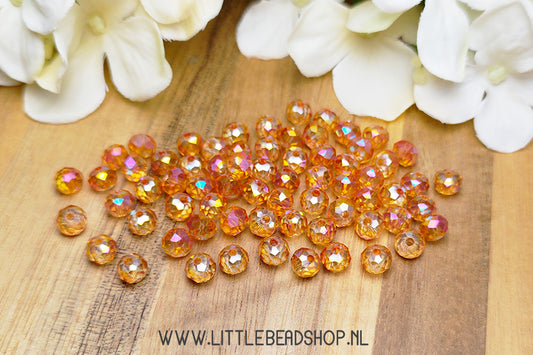 Faceted beads 6mm Dark Orange Shine, 80 pieces