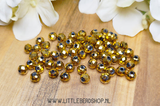 Faceted beads 6mm Gold Metallic, 80 pieces