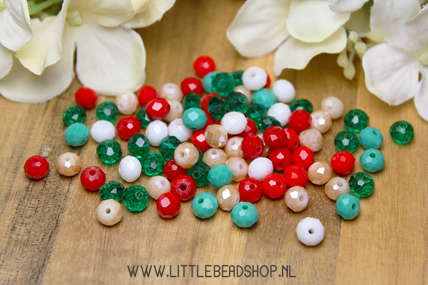 Faceted beads 6mm Christmas Vibes Mix, 80 pieces
