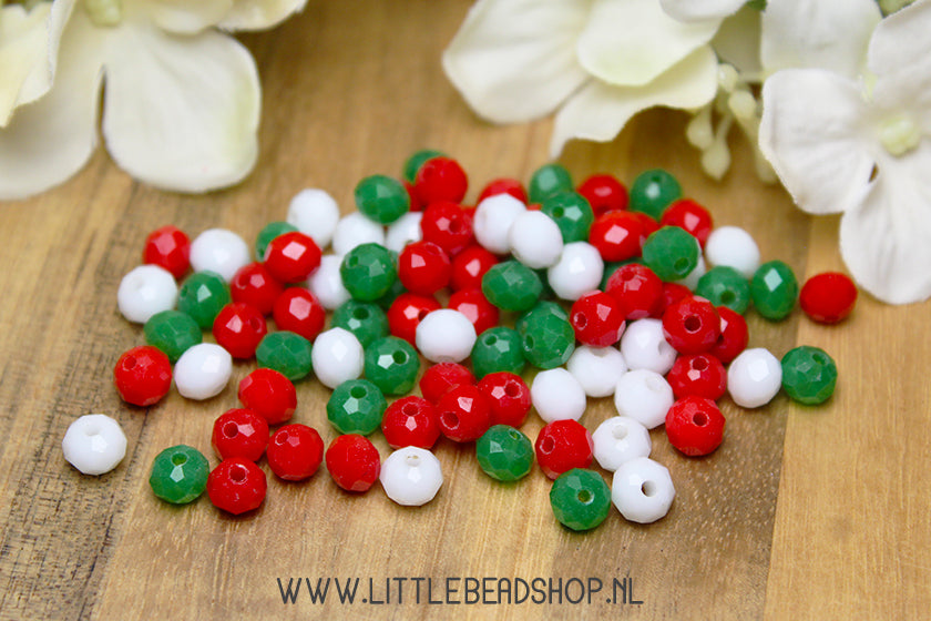 Faceted beads 6mm Merry & Bright Mix, 80 pieces