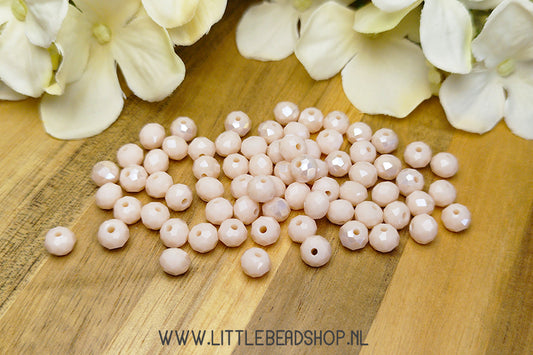 Faceted beads 6mm Beige Shine, 80 pieces