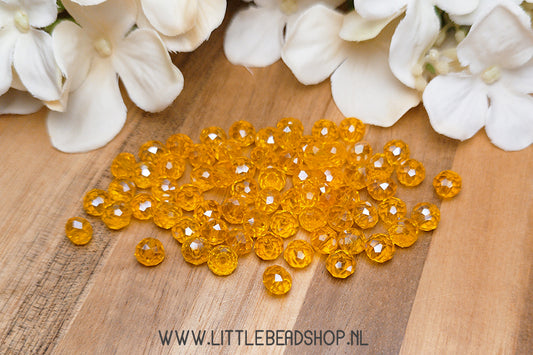 Faceted beads 6mm Transparent Sunflower Yellow Shine, 80 pieces