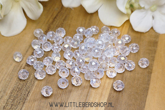 Faceted beads 6mm Transparent Shine, 80 pieces
