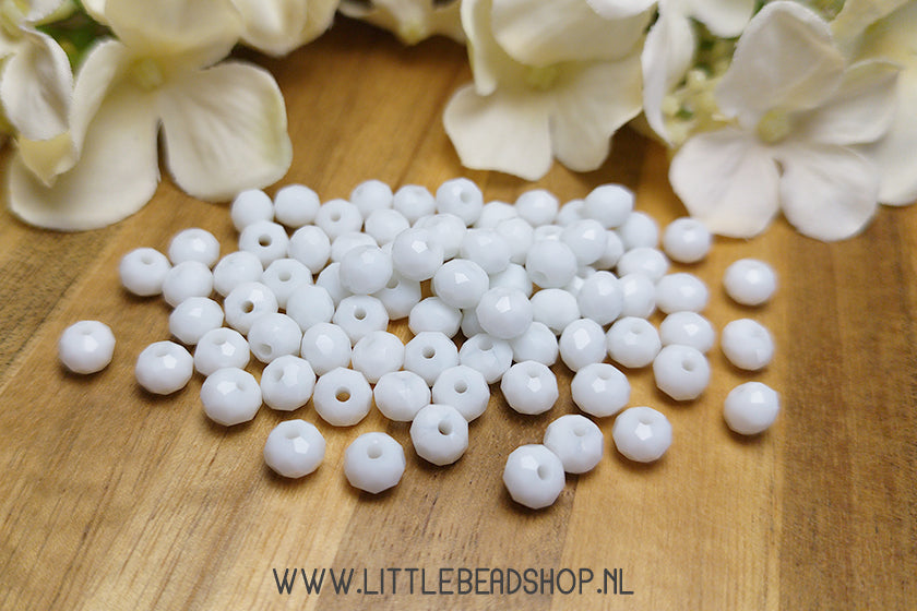 Facet kralen 6mm Basic White, 80 stuks