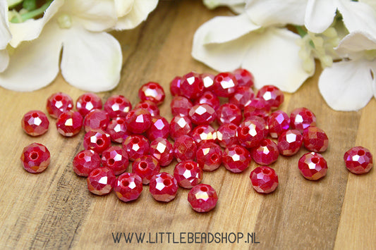 Facet kralen 8mm Red Shine, +/- 60 stuks