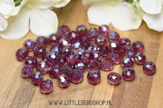 Faceted beads 8mm Grapes Purple Shine, +/- 60 pieces