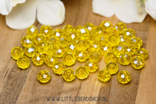 Faceted beads 8mm Yellow Shine, +/- 60 pieces